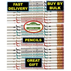 Islamic Gifts 123 Ramadan Pencils [ 100 Pack ] Ramadan Favors Ramadan Mubarak Pencils Happy Eid Customized Party Favors Eid decor Arabic Novelty Toy Muslim Kids gifts Wholesale (100)