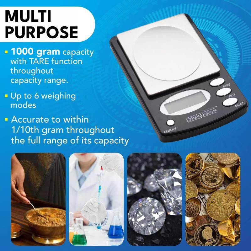 DIGIWEIGH 1000g/0.1g Electronic Digital Pocket Gold Kitchen Herbs Scale OZ