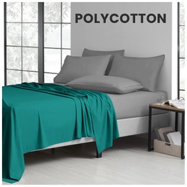 GC GAVENO CAVAILIA Easy Care Flat Sheet King Size - (265 X 275 Cm) Polycotton Bed Sheets - Super Soft & Comfortable Wrinkle Free Sheet -Deep Teal