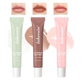Tinted Lip Butter Balm,3 Pcs Ultra-Hydrating Tinted Lip Gloss Non-Sticky Tint Lip Stain,Vanilla Sheer Nourishing Lip Glow Oil for Instant Moisture Women Sooth &Soften Dry Cracked Lip Care Makeup-Set B