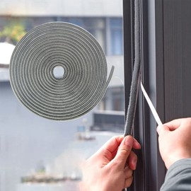 16.5FT Brush Weather Stripping, Neat Pile Self Adhesive Seal Strip for Windows and Door, Weatherstrip for Soundproofing, Windproof, Dustproof, Stronger Stickiness, 0.35'' Wide x 0.35'' Thick, Grey
