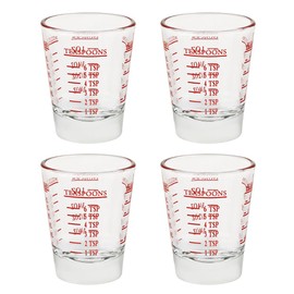 BTGLLAS Set of 2 Shot Glasses - Heavy Glass, Perfect for Measuring Espresso, Wine, and More 26-Incremental Measurement 1oz, 6 Tsp, 2 Tbs, 30ml (4, Red)