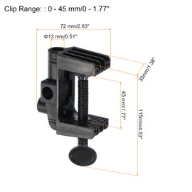 PATIKIL 0.51" Hole Dia. Desk Clamp, 2 Pcs Plastic Adjustable Universal C-Clamp Base for Microphone Mic Arm Table Lamp Gooseneck Mount Holder, Black