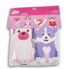 Valentine Heart Dogs Foam Craft Kit - Dress Up Valentine's Day DIY Fun - Makes 12