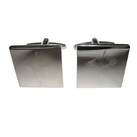 Kiola Designs Silver Toned Etched Titan Arum Corpse Flower Carnivorous Plant Cufflinks