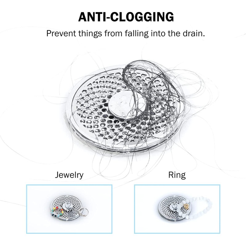 Bathroom Sink Plug with Hair Strainer, Universal Pop Up Drain