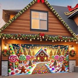 Nuxovilar Christmas Garage Door Cover Hanging Banner Decorations Extra Large Backdrop Xmas Cover Holiday Party Supplies Home Wall For Home Skins Murals Outdoor/Indoor Polyester (Type D,6 X 13 Foot)