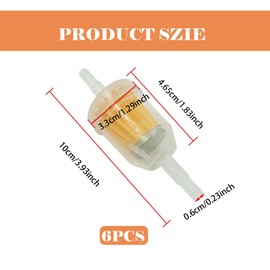 Petrol Filter, Pack of 6 Petrol Filter 5 mm, Fuel Filter, Petrol Filter Moped, Fuel Filter for Motorcycle, Car, Lawnmower, High Density, Reusable Fuel Filter with Transparent Design