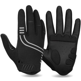 Yobenki Cycling Gloves, Touch Screen Gloves, Bike Gloves with Thick Pad, Anti-Slip, Breathable & Shock-Absorbing Cycle Gloves for Men Women, MTB Gloves for Running, Fitness, Work (White,M)