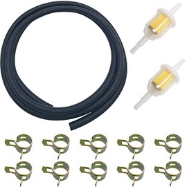 CESFONJER Petrol Hose Set, 2 m Petrol Hose, 2 Pieces 6 mm / 8 mm Petrol Fuel Filter and 10 x Hose Clamps, for Car, Motorcycle, Lawn Mower, Scooter