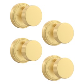 Asidrama 4 Pack Privacy Gold Door Knob with Lock, Brush Gold Door Knobs Interior for Bedroom or Bathroom, Heavy Duty Brush Gold Door Handle for Left Right Sided Doors