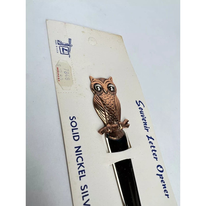 Vintage COPPER & NICKEL SILVER OWL Letter Opener NEW ON