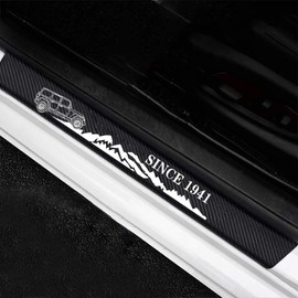 4 Pieces Car Door Sill Protector,Carbon Fiber Threshold Anti-Scratch Sticker Door Edge/Rear Guard Protection (4pcs-t-j)