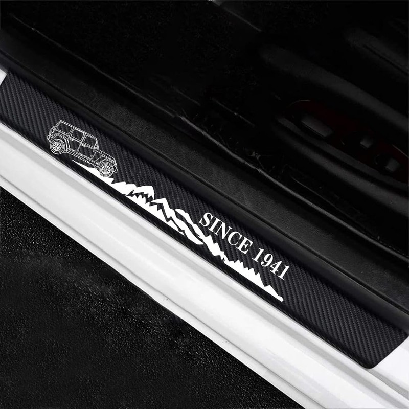 4 Pieces Car Door Sill Protector,Carbon Fiber Threshold Anti-Scratch Sticker