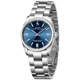 BUREI Damenuhr Elegant Analoge Quarzuhr mit Silber Edelstahlband Casual Armbanduhr für Damen Geschenke für Frauen