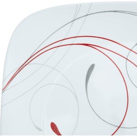 Corelle Vitrelle 6-Piece Dinner Plates Set, Triple Layer Glass and Chip Resistant, Lightweight Square 10-1/2-Inch Plates, Simple Lines