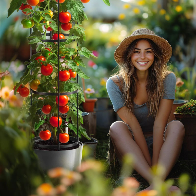 Docred Tomato Planter Boxes with Trellis Wheel 63" Self-Watering Tomato