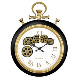 Bulova Clocks C3390 Conductor, Wall Pocket Watch, Moving Gears