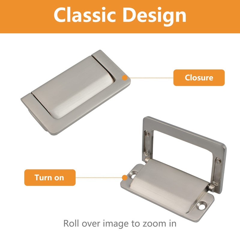 MOROBOR 4PCS Flush Ring Hidden Pull Handles, Zinc Alloy Cabinet