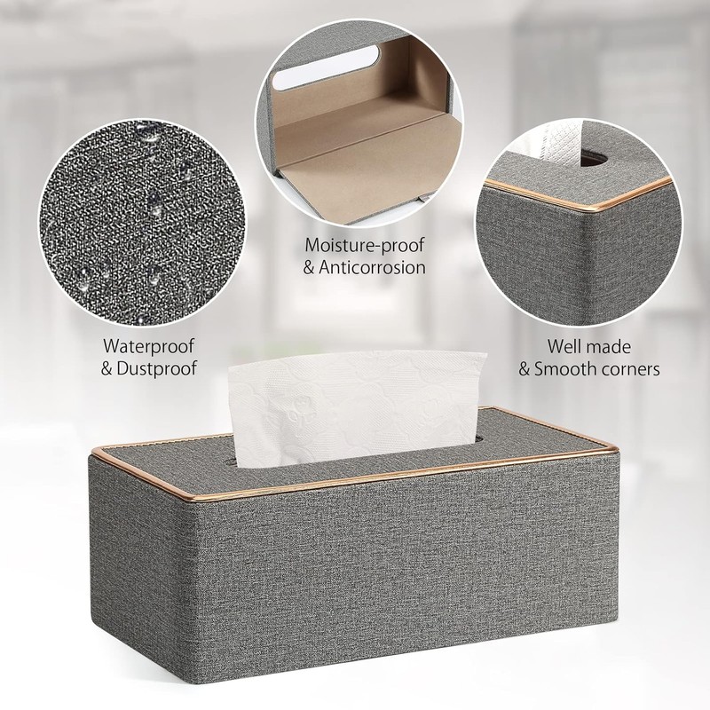 TNTAIAHL Tissue Box Cover, PU Leather Tissue Box Holder Rectangular