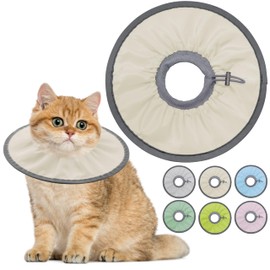 Seyezo Lightweight Cat Cone Collar Soft, Soft Comfortable Cat Recovery Collar After Surgery, Elizabethan E Collar for Cats, Cone for Cats to Stop Licking (Khaki, Small)