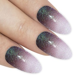 Bling Art False Nails Red Brown Gel Ombre Almond Stiletto Long Fake Tips