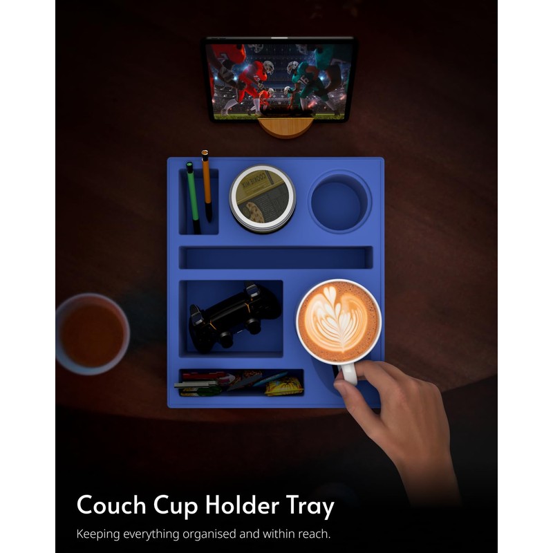 RGBDOT Couch Cup Holder Tray - Couch Organizer Caddy, Silicone