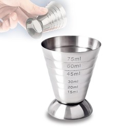 75ml Jigger Dual Spirit Measure Cup Stainless Steel Bar Measuring Cup Multifunction Wine Cocktail Bartender Ounce Cup Bar for Outdoor Indoor Party Silver