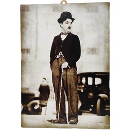 KUSTOM ART Charlie Chaplin Charlotte Charlotte Laser Print on MDF Wood 25 x 18 cm