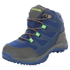 Northside Kids Hargrove Mid Hiking Boot - Waterproof Sealed Membrane Compression Moulded EVA Midsole Breathable & Washable Insole, Navy/Lime, 5