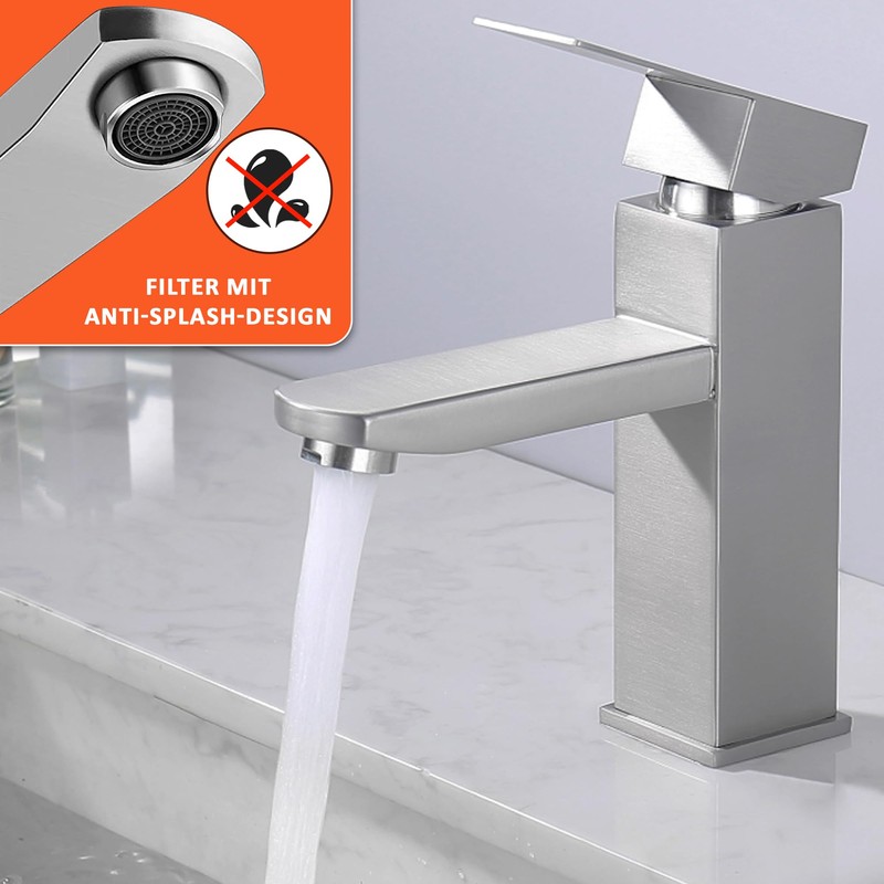 Bathroom Stainless Steel Single Lever Mixer Tap Hot and Cold
