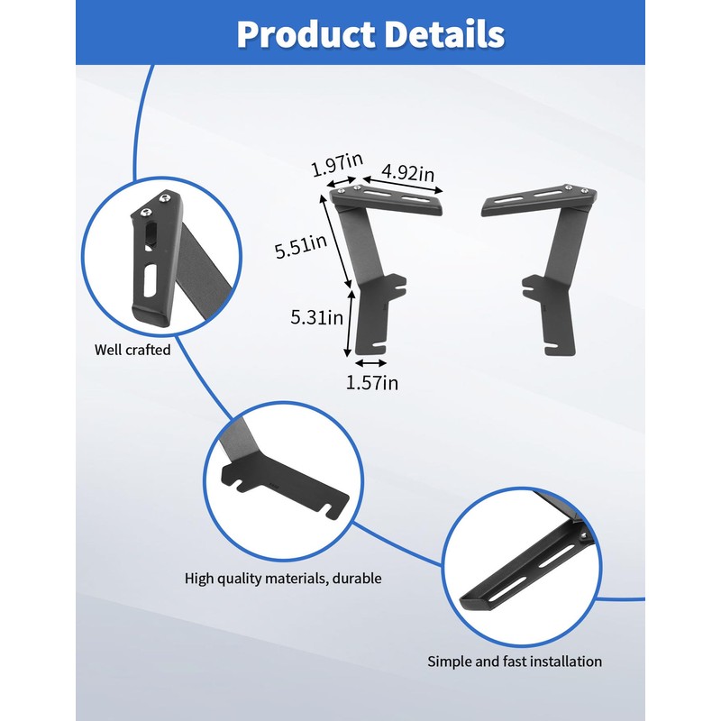 DSWSQ Ditch Hood Hinge Light Brackets for 2015-2020 Ford F150