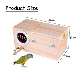 Bird Breeding Box Bird House, Wooden Bird Nesting Box for Finch Turtle Doves Cockatiel Budgies Conure Parrot (Size: M)