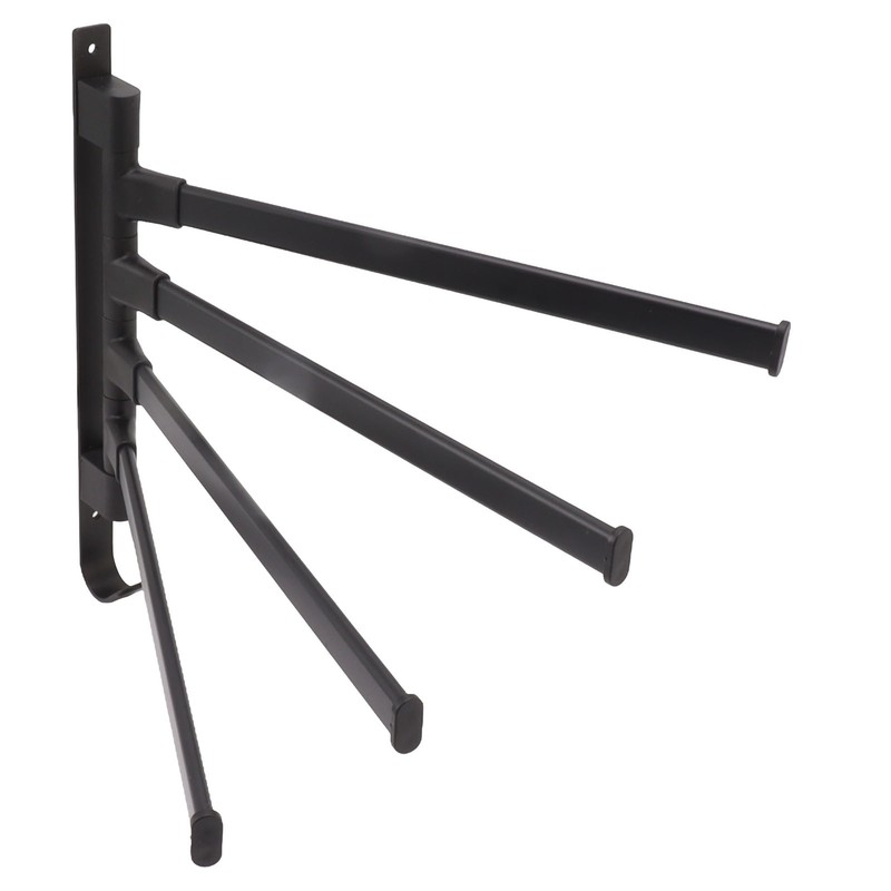 Black Swivel Towel Bar Punch Free Bathroom Towel Rack Wall