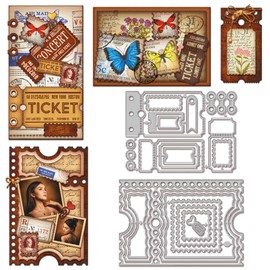 GLOBLELAND Ticket Interface Frame Cutting Dies for Card Making Postage Stamp Frame Metal Die Cuts Cutting Dies Templates for Scrapbooking Journal Embossing Paper Craft Decor