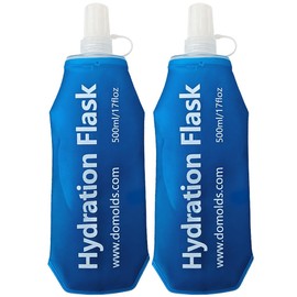 TACVEL 2 Pack 500 ml/17 oz Soft Flask, Flexible TPU Soft Water Flask for Running Vest, BPA-Free Hydration Flask for Running, Hiking, Cycling, Climbing-Blue