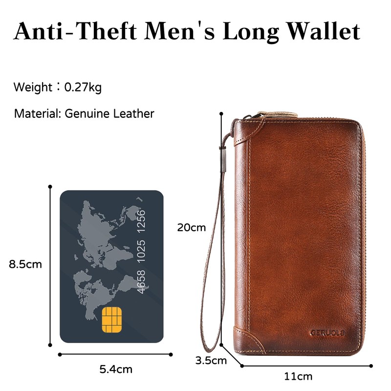 PORRASSO Card Bag Cowhide Wallet Men Coin Purse RFID Blocking