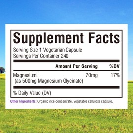 Innate Vitality Innate Vitality Magnesium Glycinate 500mg | 70mg Elemental Magnesium Supplement- High Absorption, Non Buffered, Non-GMO & No Gluten - Nerve, Muscle, Bone & Heart Health - 240 Caps, 8 Month Supply