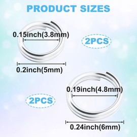 HINZIC 4pcs 925 Sterling Silver Split Jump Ring, 5mm/6mm Small Necklace Jewelry Clasp, Open Connector Closures for Key Rings Bracelet Earring Charm- Silver