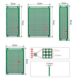 LIKENNY Small Universal PCB Double-Sided Tin Plated Electronic Circuit Board DIY Soldering Experiment Plate Printed Circuit Board 1.0 inch (2.54 mm) Pitch, 0.8 x 2.2 x 2.8 x 2.8 inches (2 x 8 x 7 x 4 x 6 x 7 cm), For Electronic Crafts, Free PCB, DIY Elec
