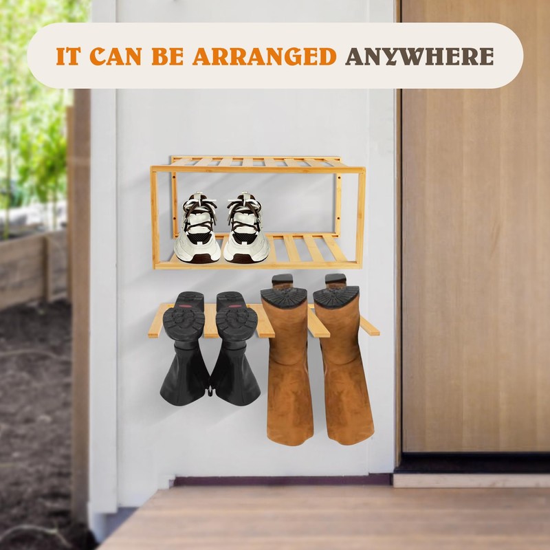 JAYOBGO Boot Hangers Hanging Shoe Rack Wall Mounted Floating Tall