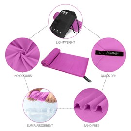 Muztaga Microfiber Beach Towel-Perfect for Travel, Sports, Camping, Swimming, Yoga, Gym- Lightweight,Quick Dry, Sand Free, Compact, Absorbent (Purple, Small(101x50cm, 40x20”))