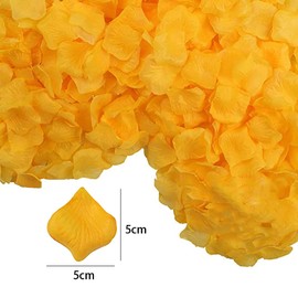 SamHeng 1000 Pieces Silk Rose Petals, Artificial Fabric Petals for Wedding Party Valentine's Day Birthday Romantic Table Decoration Tasteless Emulation Rose Petals (Yellow)