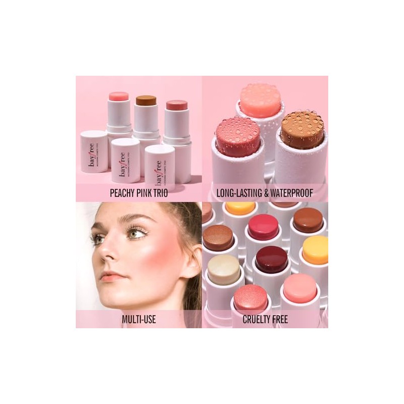 KIMUSE Multi Stick Trio Face Makeup, Cream Blush Stick for