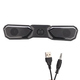 Desk Speaker USB Powered Stereo Small Computer Soundbar with Dynamic RGB Light for PC Laptop