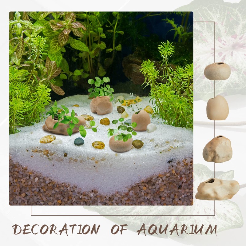 Norme 8 Pcs Aquarium Plant Pots Ceramic Aquarium Plant Holder