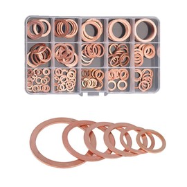 CONPHERON Pack of 178 Copper Rings Assortment in 15 Sizes M5-M24 Sealing Rings Copper Ring Copper Seal Set Copper Washers Seal with Storage Box