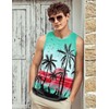 Babioboa Men Funky Hawaiian Tank Top Tropical Floral Beach Shirt