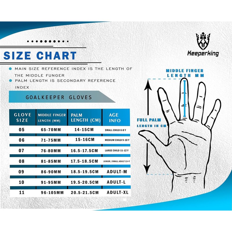 Keeperking Goalkeeper Gloves Children Youth Adults Football Gloves without Fingersave