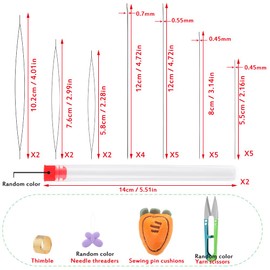 25 Pcs Beading Needles Set 7 Sizes 19 Pieces Big Eye Needles and 6 Pieces Long Straight Needles, Beading Needles for Making Bracelets, Necklaces, Jewelry